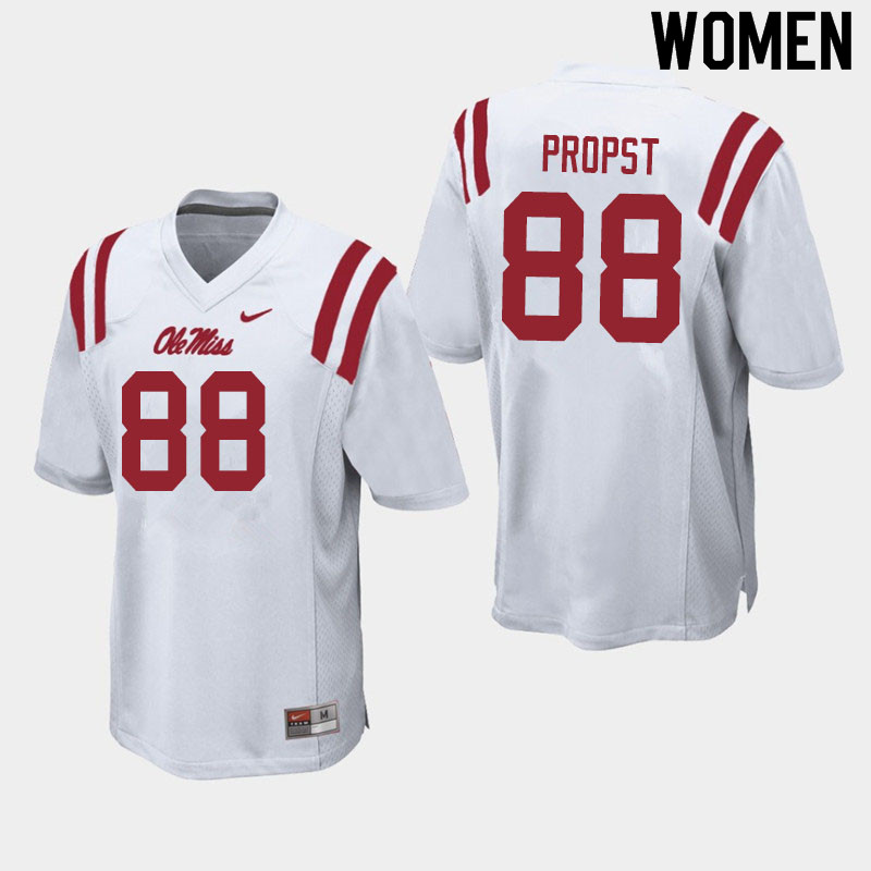 Jack Propst Ole Miss Rebels NCAA Women's White #88 Stitched Limited College Football Jersey ZKN6658OI